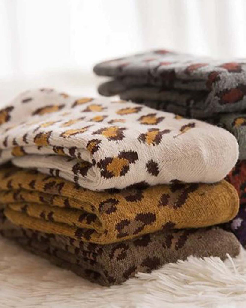 Soft Leopard Socks in Mustard, Cozy Knit Socks from Spool 72. | Spool No.72