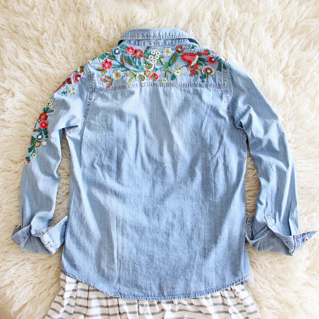 Lucky Embroidered Denim Top, Fall Denim Tops from Spool No.72. | Spool ...