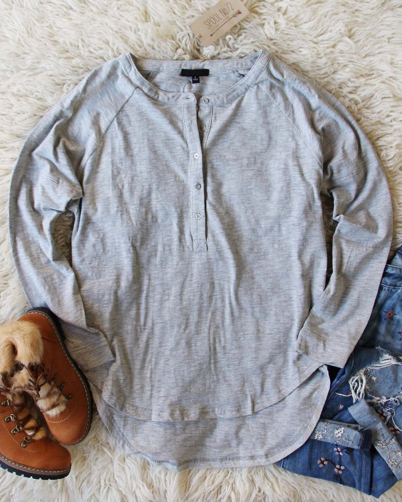 Mineral Wash Henley in Gray, Sweet Cozy Tees & Tops from Spool 72 ...