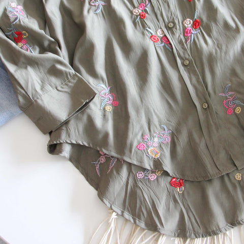 Sage & Vine Boyfriend Shirt, Fall Embroidered Tops from Spool No.72 ...