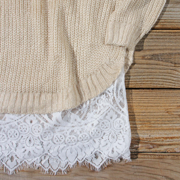 Skyline Lace Sweater Dress in Sand, Sweet Lace Sweater Dresses from ...