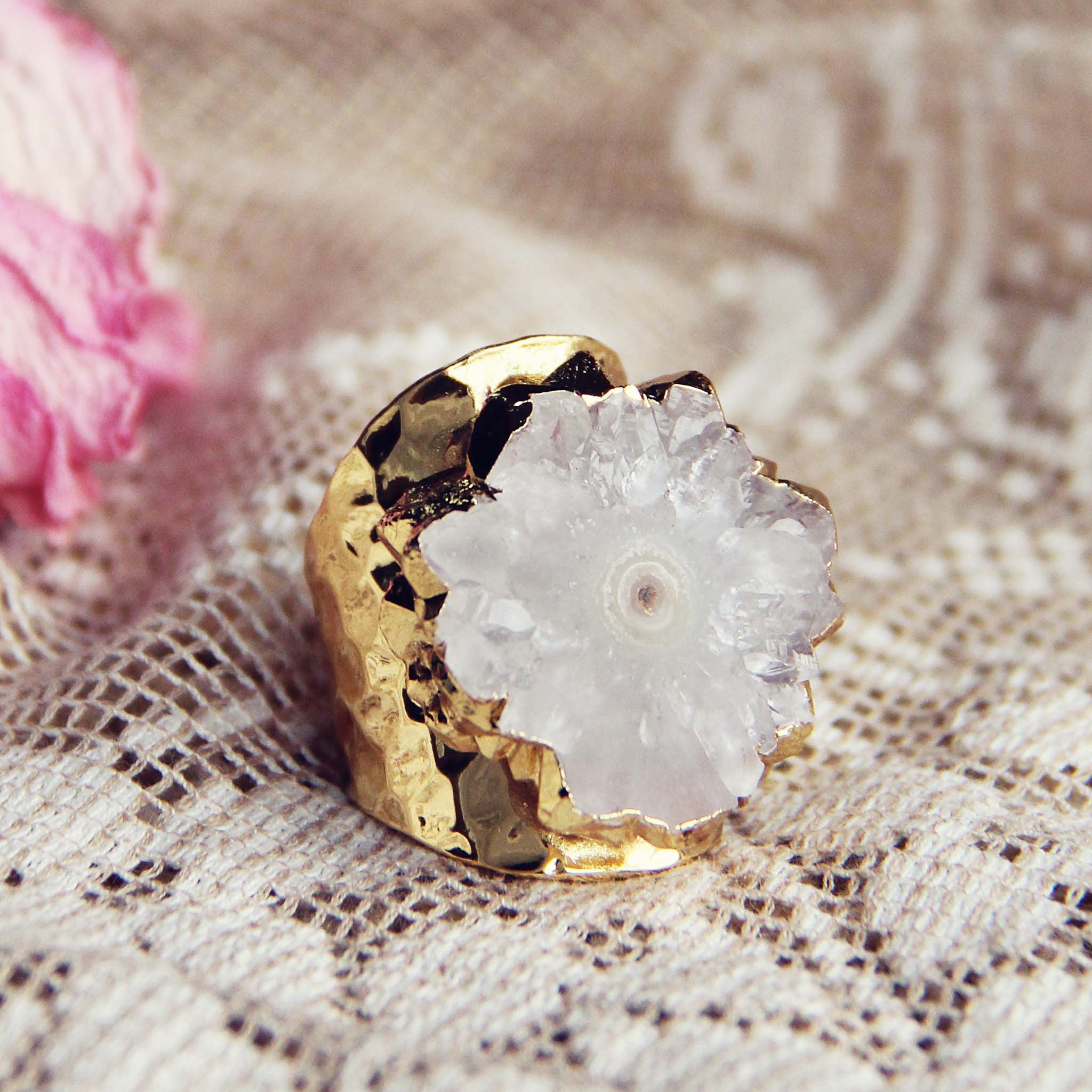  Solar Quartz Gold Ring 