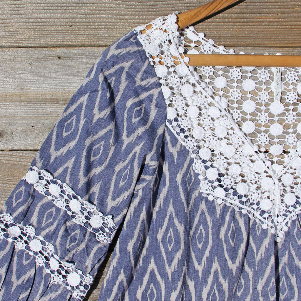 Sugared Breeze Blouse in Midnight Ikat, Sweet Bohemian Tops & Blouses ...