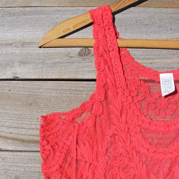 Summer Snow Lace Tank in Watermelon, Sweet Lace Tops from Spool 72 ...