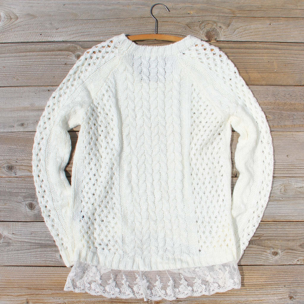 Marlow Lace Fisherman's Sweater in Cream, Cozy Fisherman's Sweaters ...