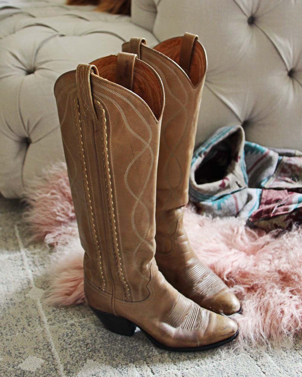  Vintage Taupe Stitch Boots 