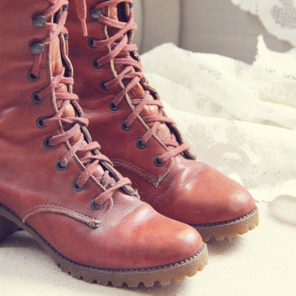 Vintage 1960's Boots, Rugged Vintage Lace-Up Leather Boots from Spool ...