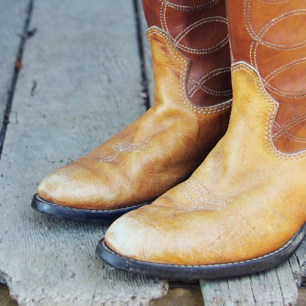 Vintage Caramel Stitch Boots, Rugged Vintage Leather Boots from Spool ...