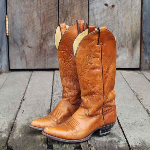 Vintage Falling Leaves Boots, Rugged Vintage Leather Boots from Spool ...