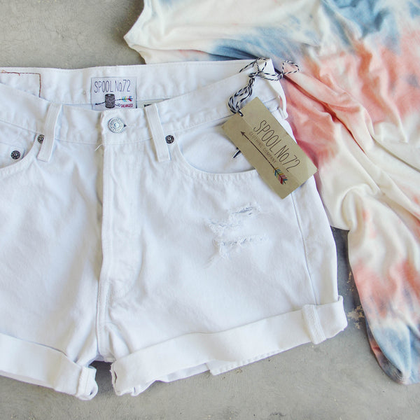 Vintage Cuffed Jean Shorts- White, Sweet Vintage Cuffed Jean Shorts ...