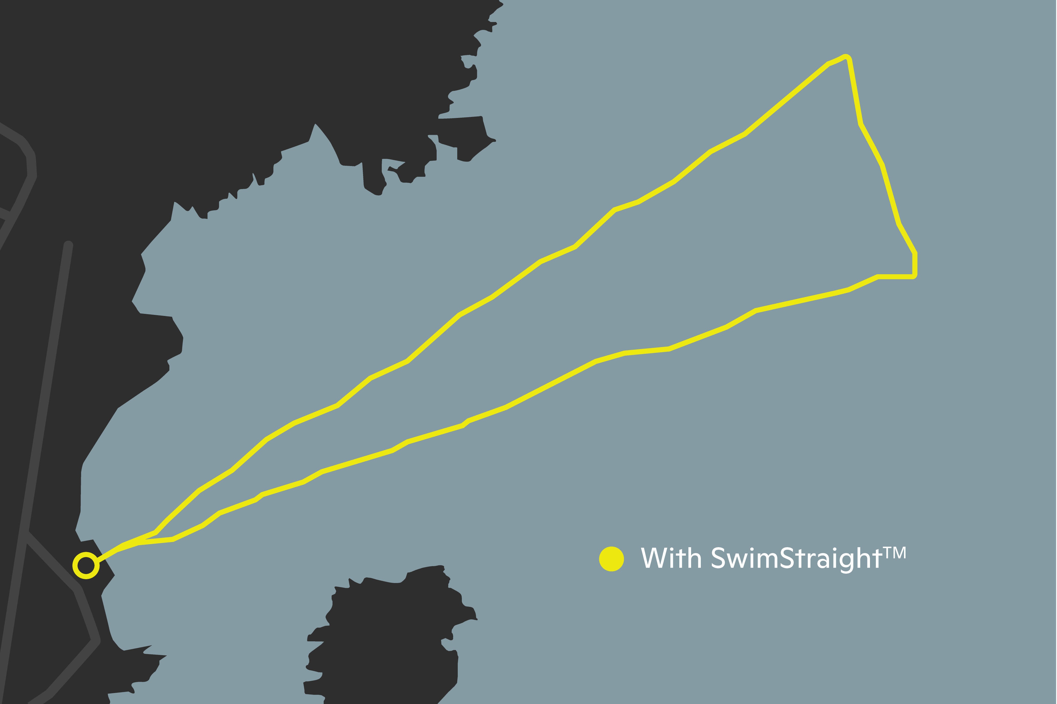 Map showing swim race with swim straight