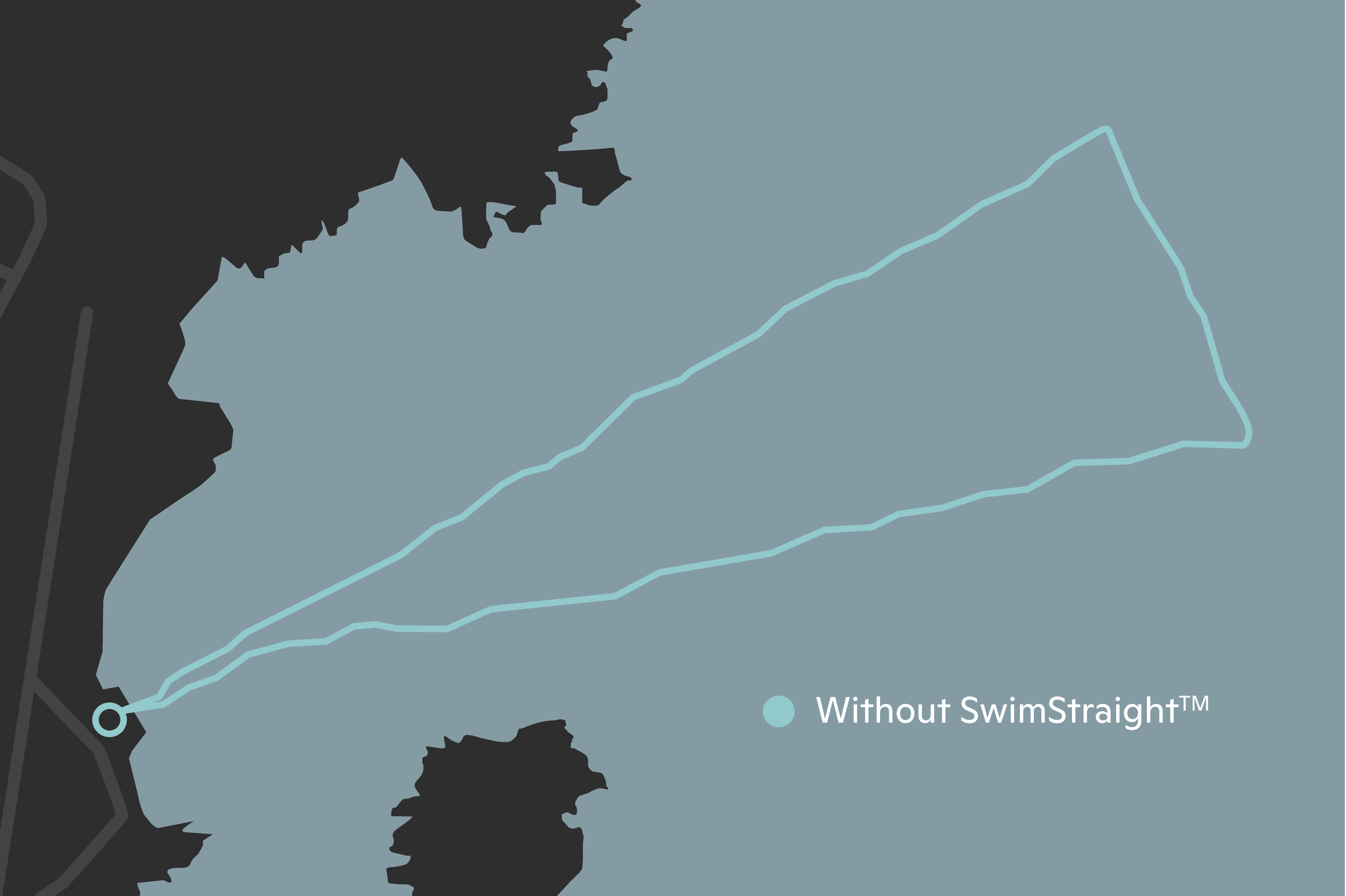 Map showing swim race without swim straight