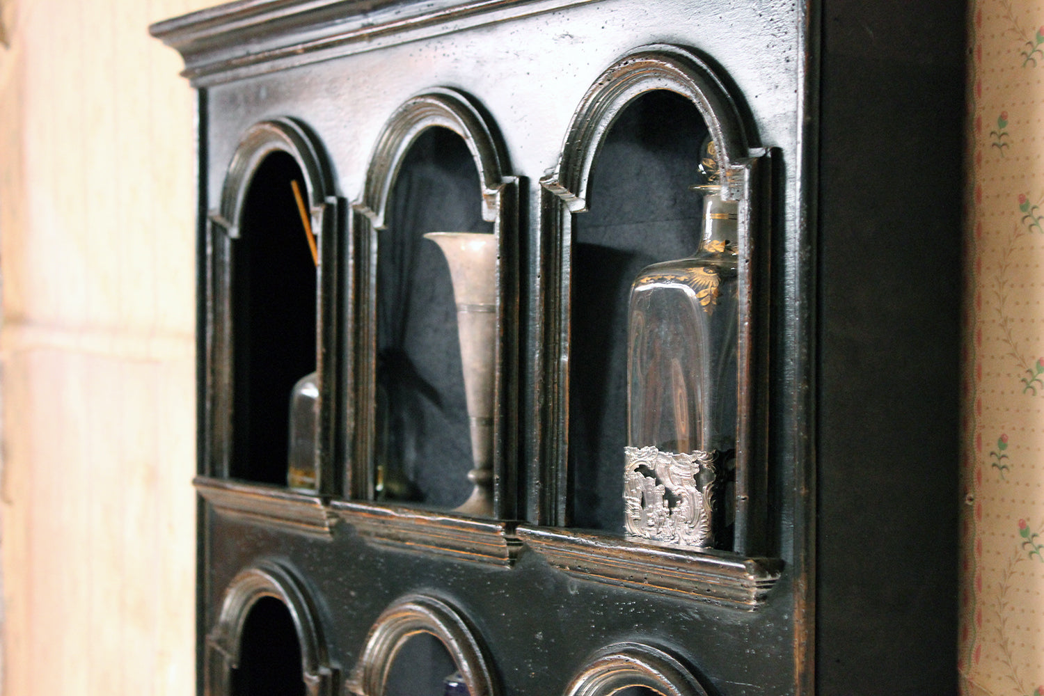 An Unusual Victorian Ebonised Arcaded Wall Cabinet C 1880 Doe Hope