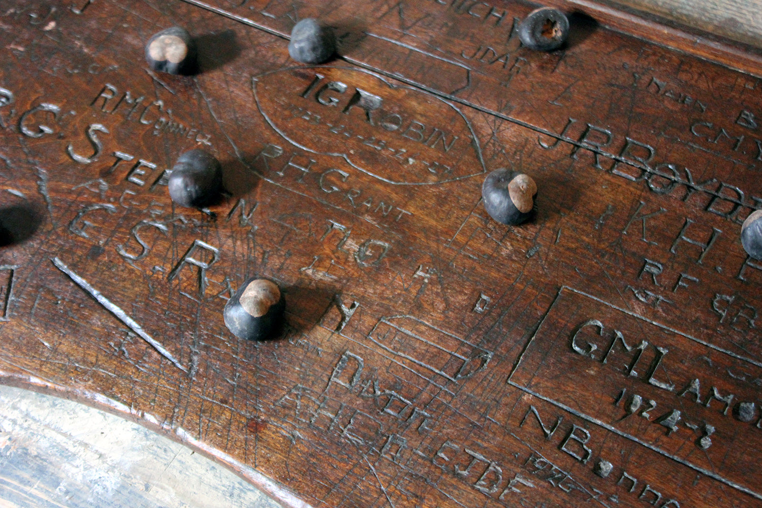 An Interesting 1920s Graffitied Oak School Desk Lid Doe Hope