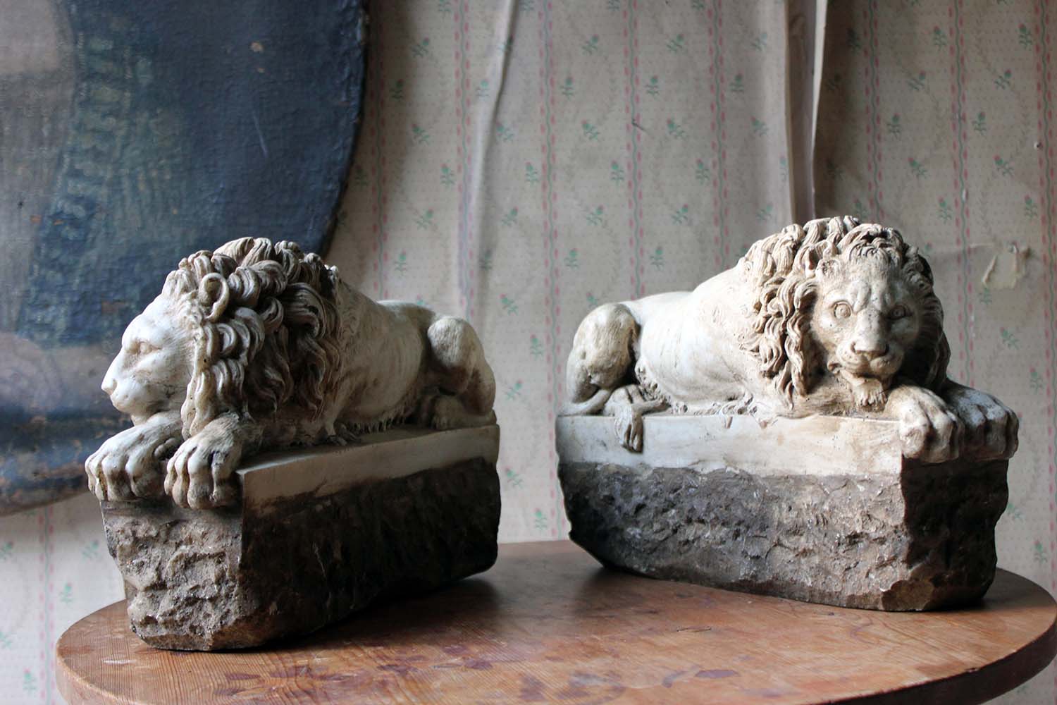 A Pair of 19thC Stone Lions; After Antonio Canova (1757-1822) – Doe & Hope