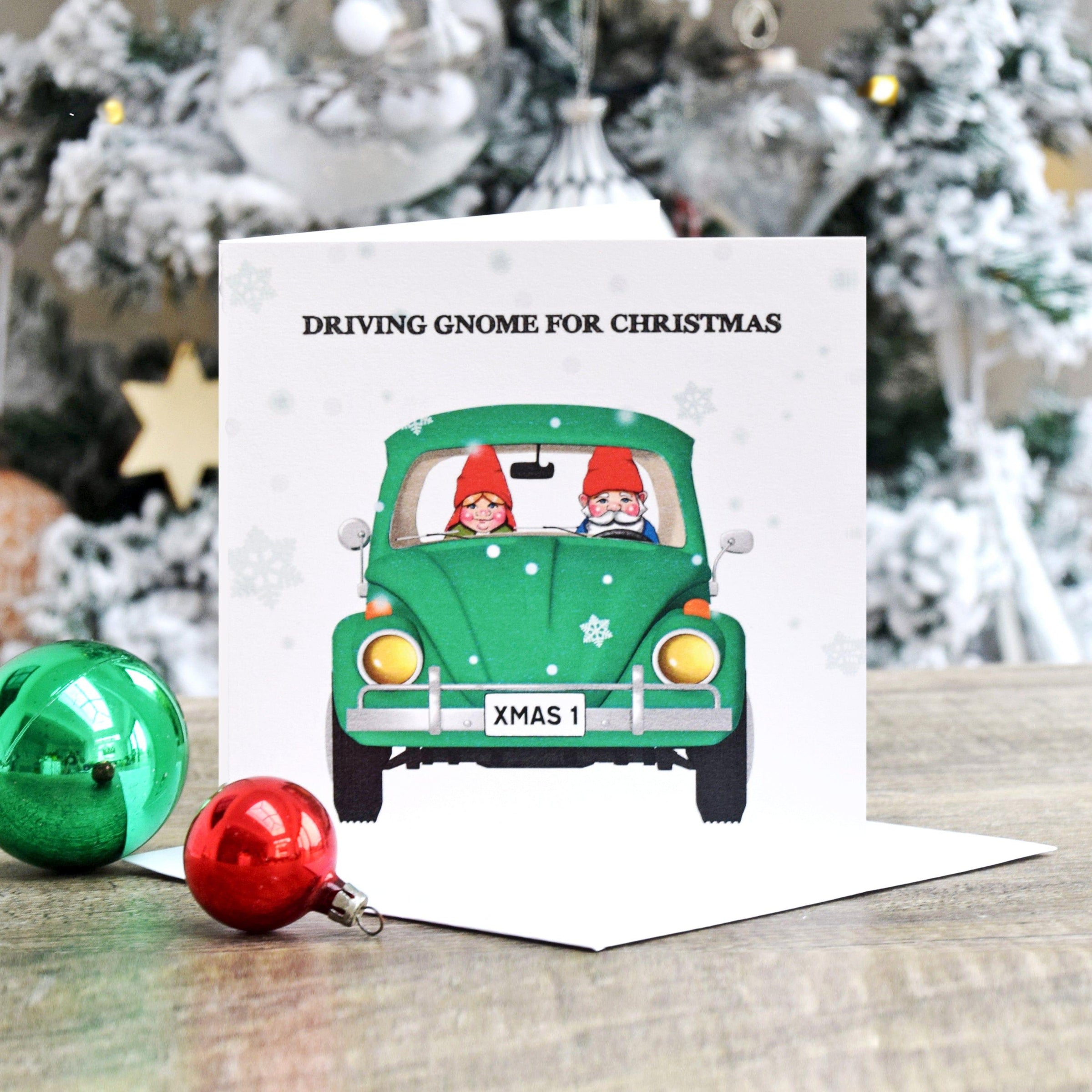 'Driving Gnome for Christmas' Funny Christmas Card Of