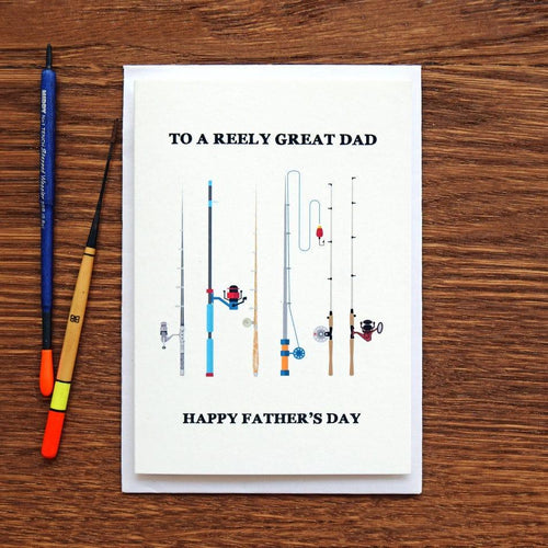 Cute Fishing Father's Day Card, Fish Pun Fathers Day Card, Fathers Day Gift  for Fishing-Loving Dad, A Reely Great Dad