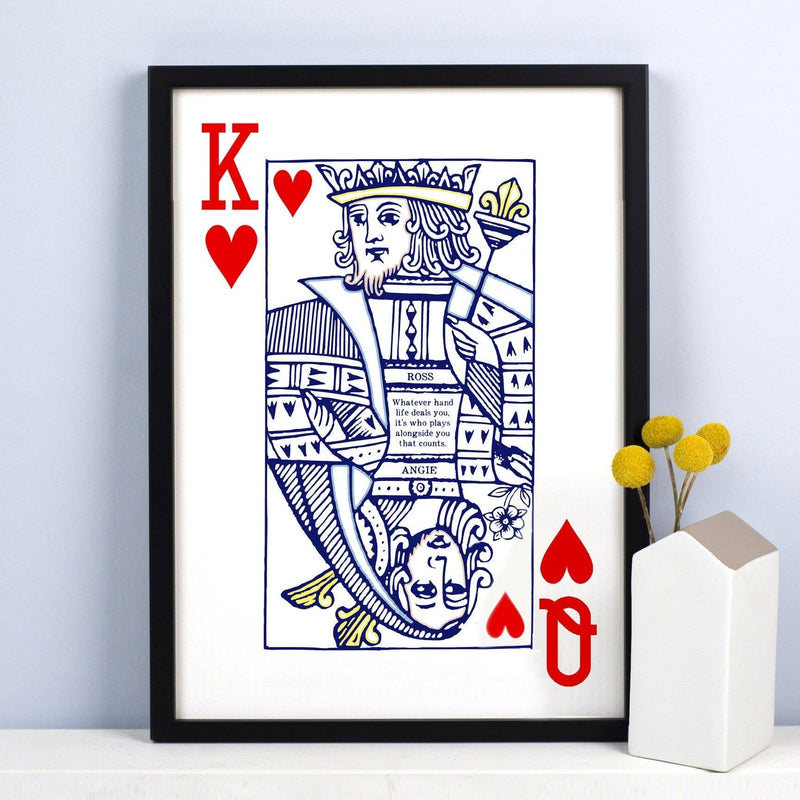 King Queen Of Hearts Personalised Couples Print Of Life Lemons