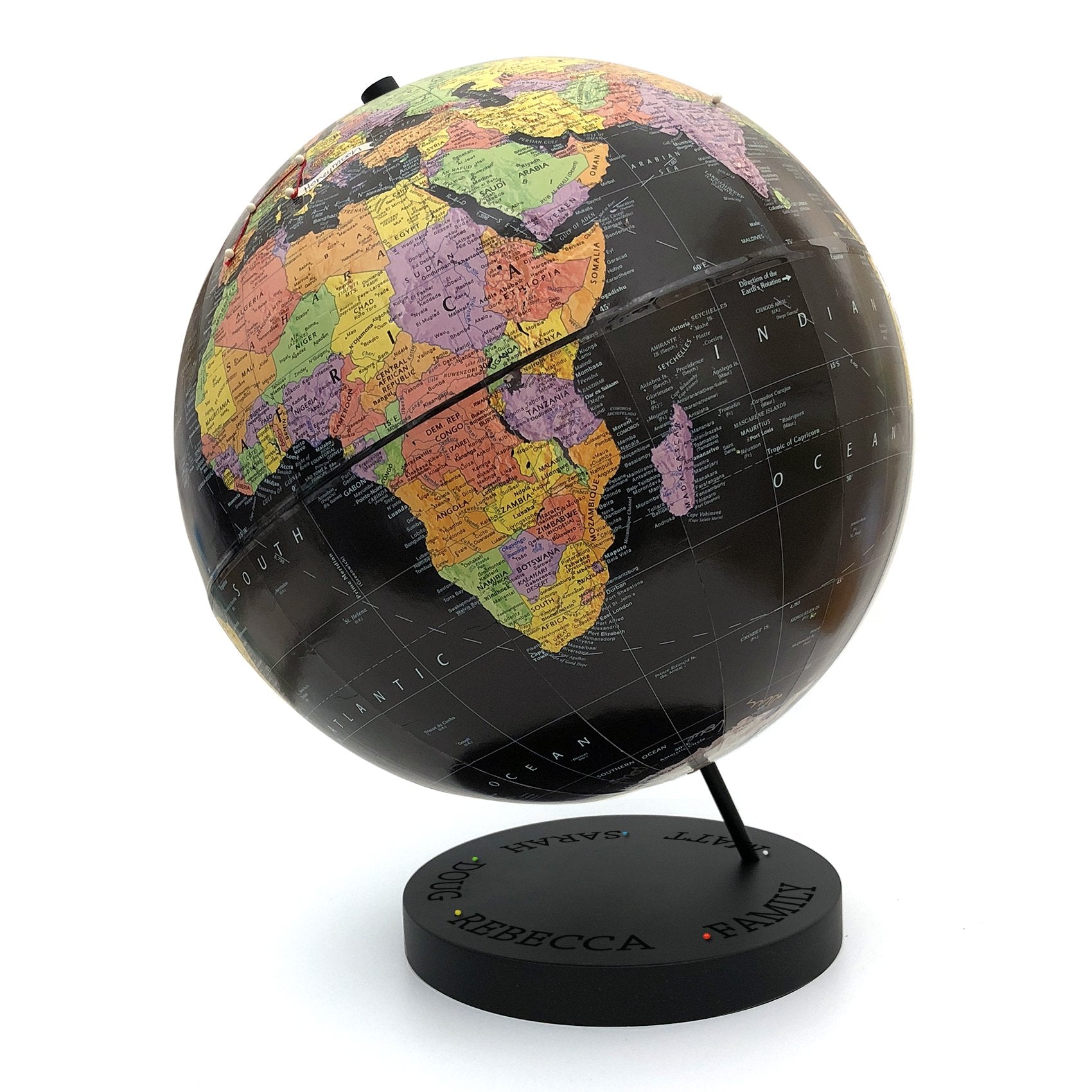 travel globe with pins
