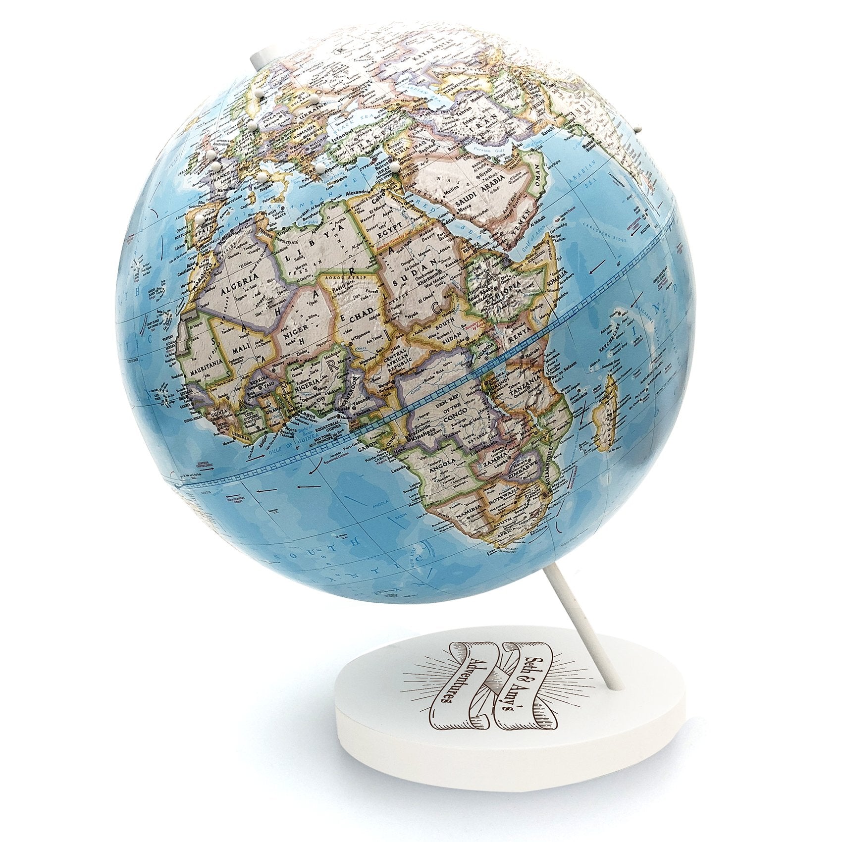 travel globe with pins