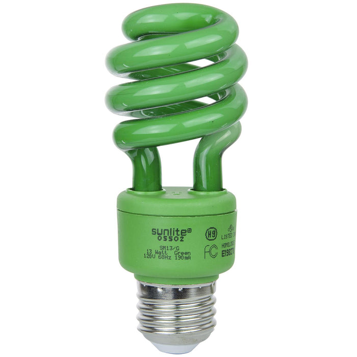 13 Watt T3 Spiral Lamp Medium (E26) Base Green — Center