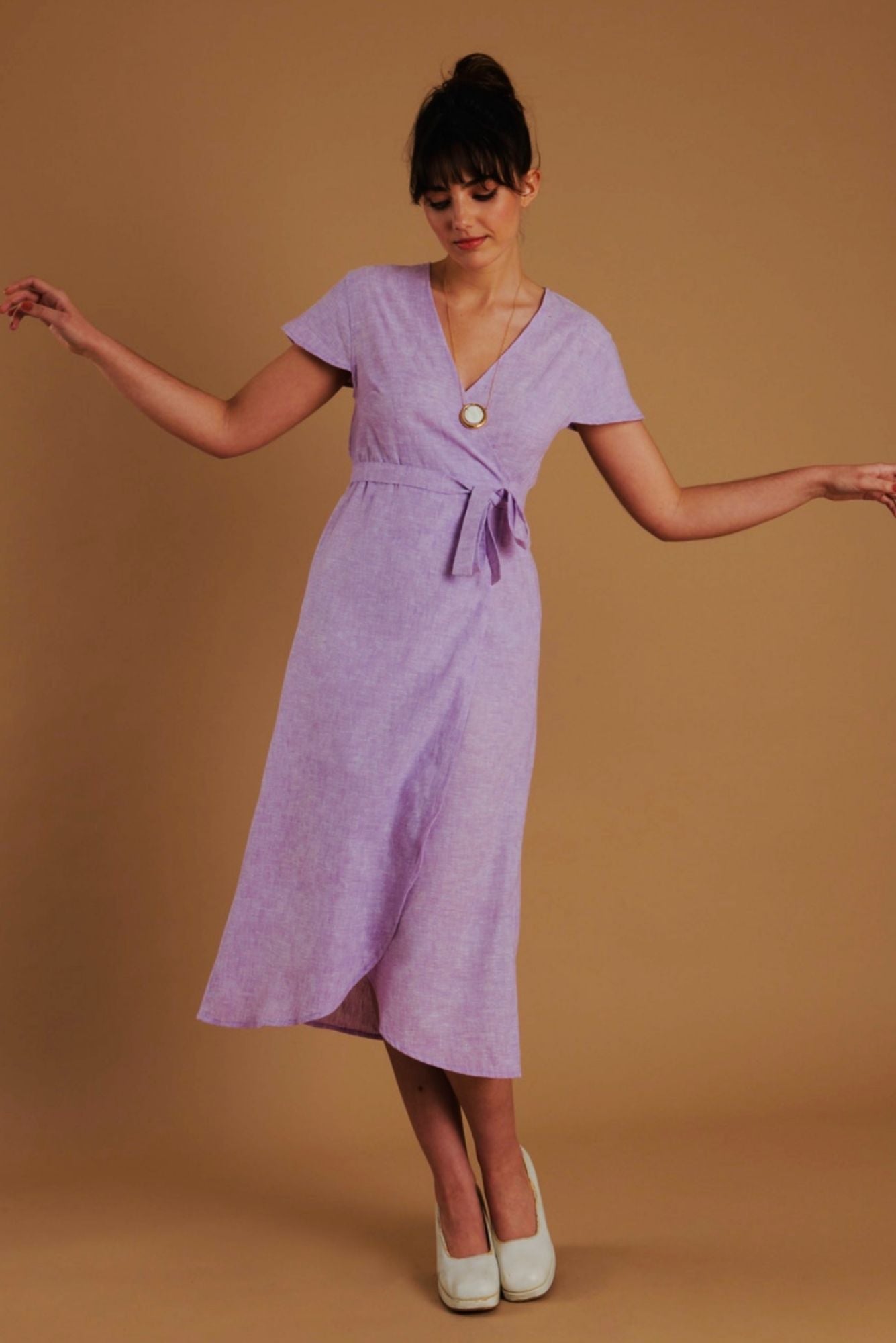 Dalitso Maxi Wrap Dress in Lilac Linen 