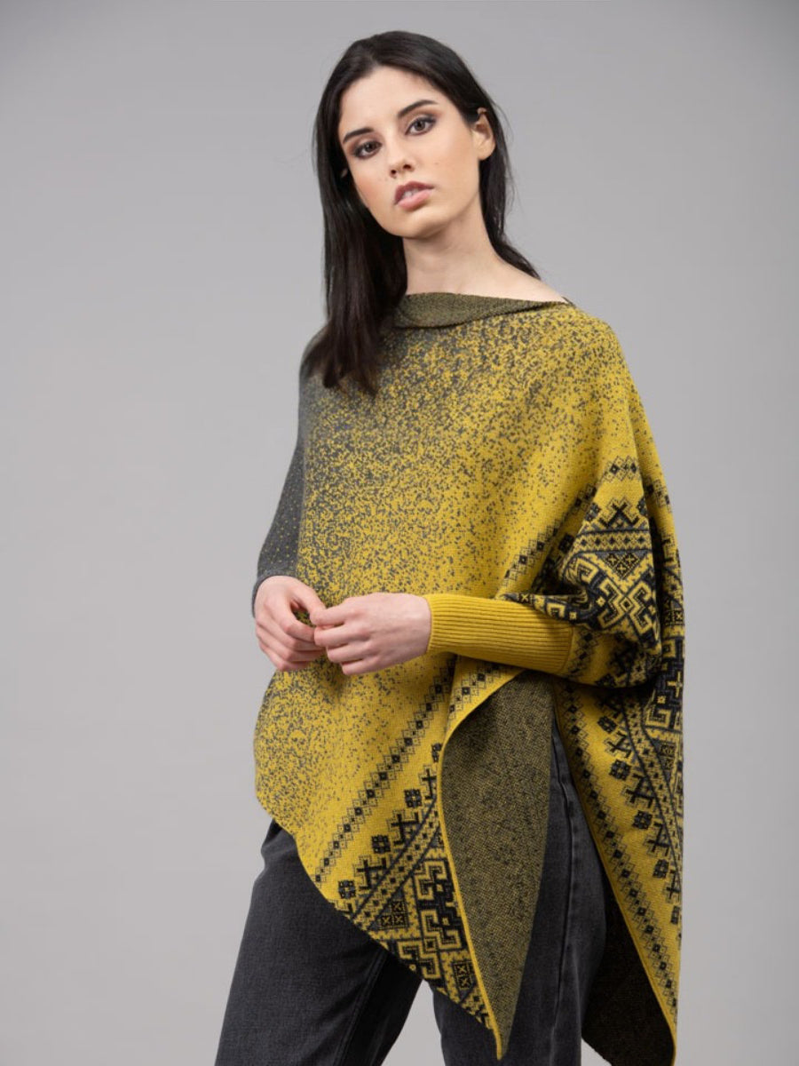 Nordic Asymmetric Poncho with Sleeves - Qinti - The Peruvian Shop