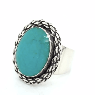 Chrysocolla Chalcedony Ring in Sterling Silver - Adjustable - Qinti ...