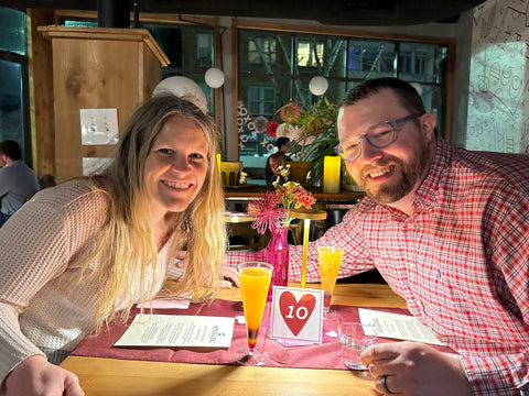 A couple enjoying their Valentine's table