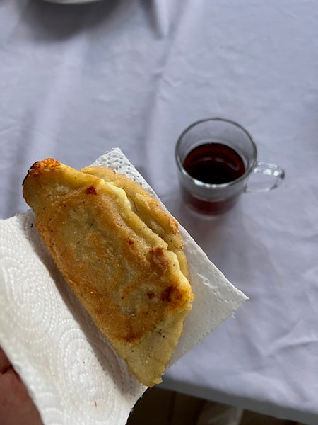 Afternoon coffee and cheese tortilla snack