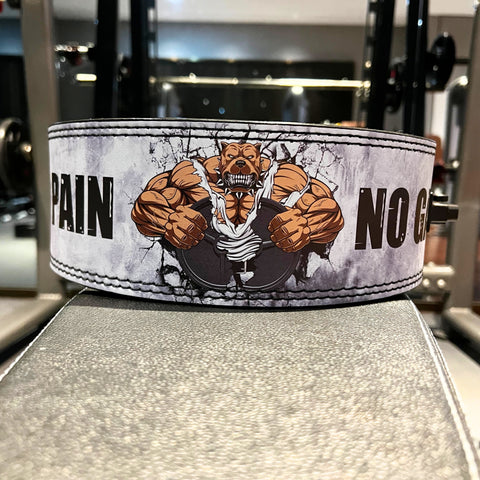 Custom Weight Lifting Belt Bulldog No Pain No Gain