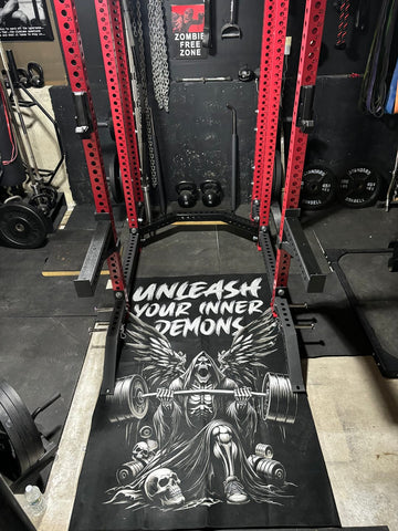 Grim Reaper Lift or Die Area Rug for Home Gym Decor