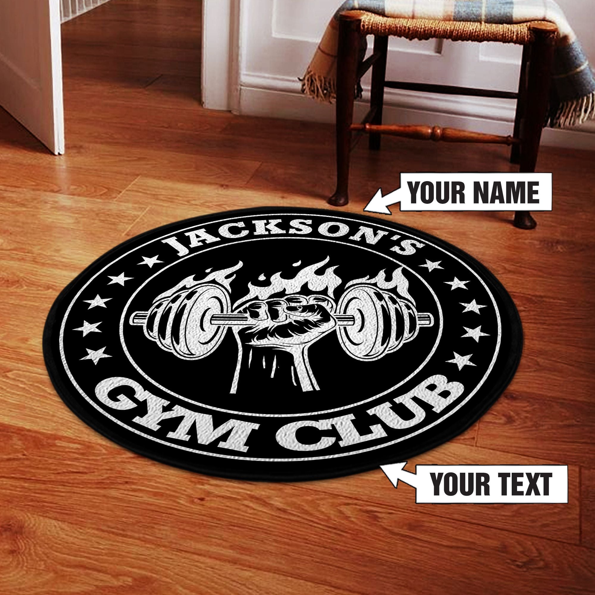 Personalized Gym Skull Train Like A Beast Dumbbell Area Rug, Home