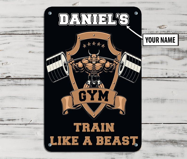 Personalized Gym Skull Train Like A Beast Dumbbell Area Rug, Home