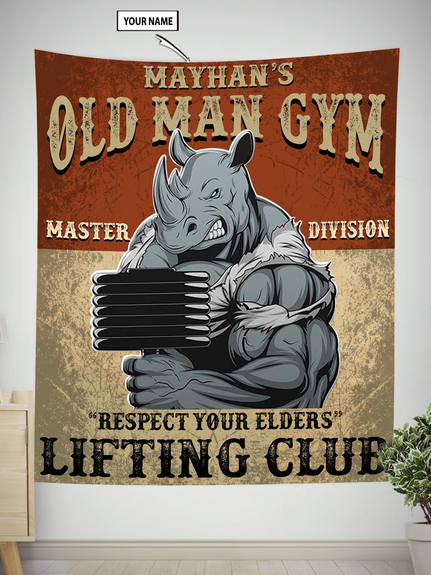  Gym Rat Banner - Home Gym Decor - Large Wall Art