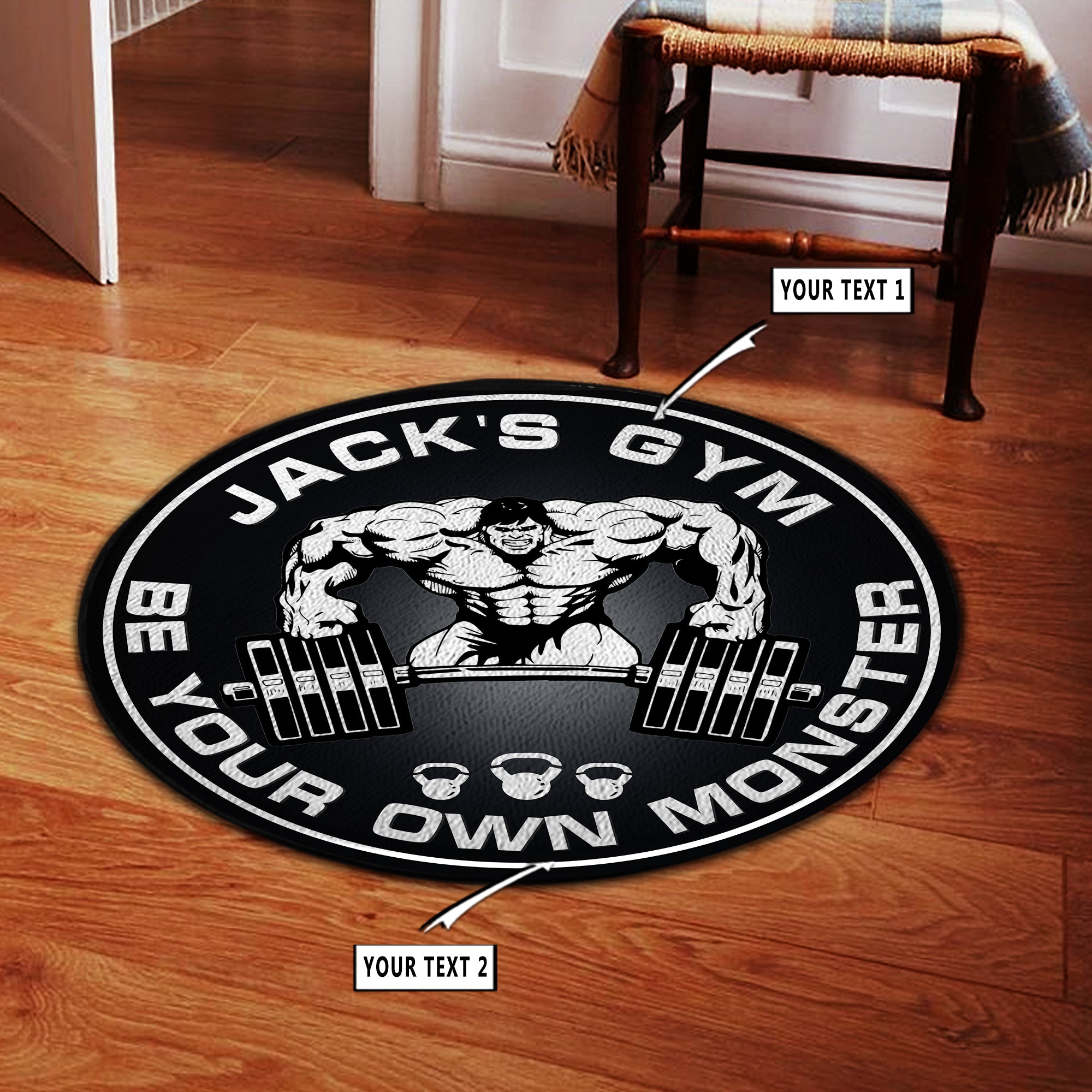 Personalized Gorilla Bodybuilding Home Gym Decor Round Rug, Carpet – Style  My Pride