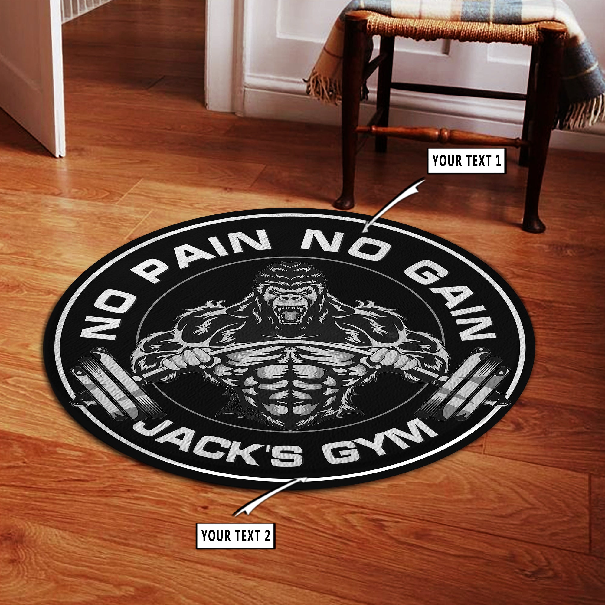 Eye-Catching Round Rug - Perfect Addition to Your Home Gym