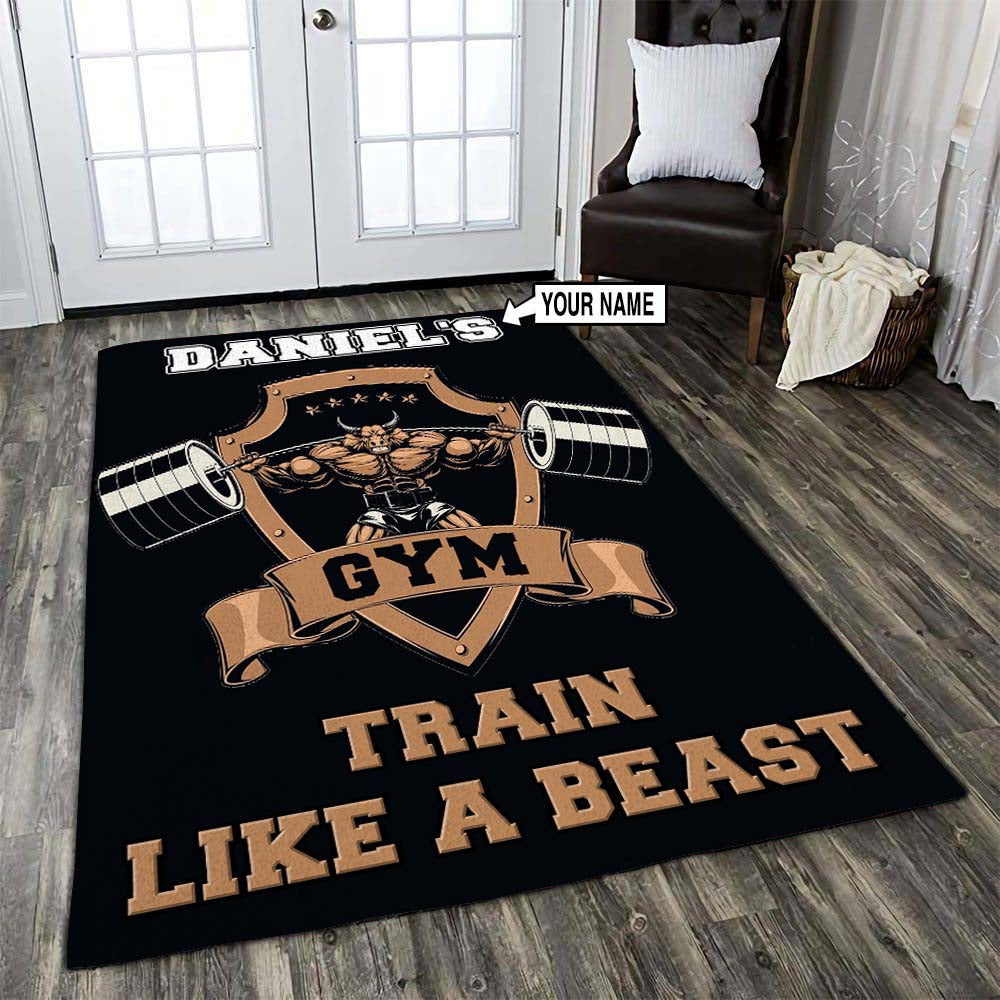 Personalized Gym Rug Train Like A Beast Home Gym Decor