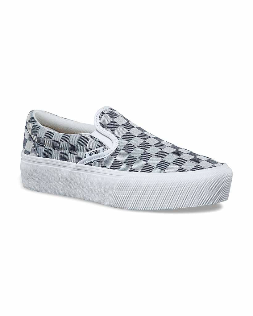 vans platform checkerboard slip on