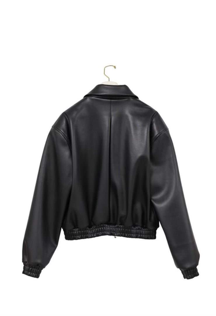 Black Vegan Leather Bomber Jacket – Nicole Kwon