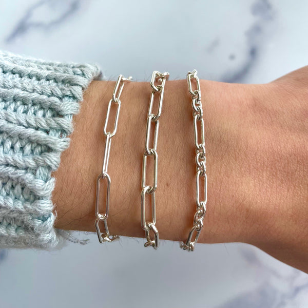 Sterling Silver Paper Clip Chain Bracelet