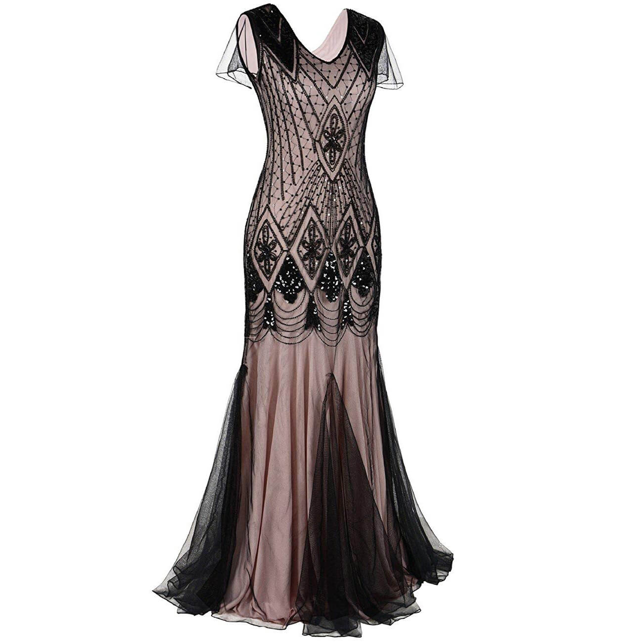 Buy 1920s Long Gown Beaded Sequin Art 