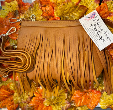 Boho Fringe Crossbody Bag-Tan