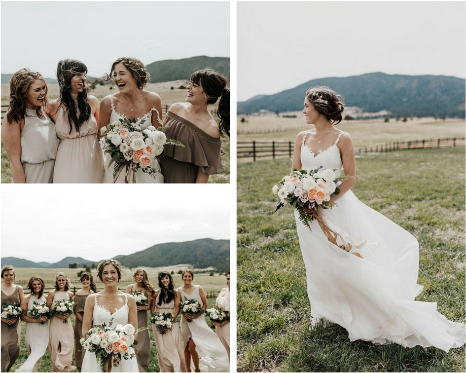 Leanne Marshall wedding dress with bridesmaids 