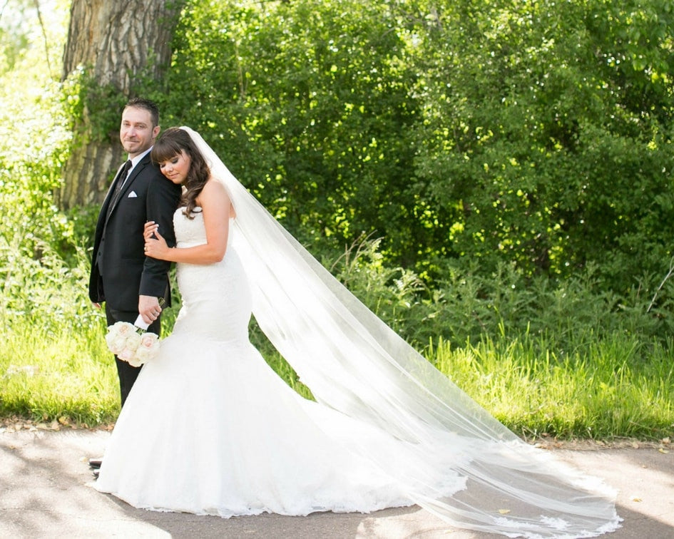 custom wedding dress with veil