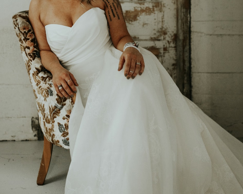floral lace strapless wedding dress 