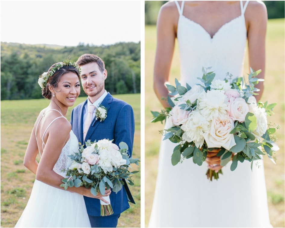 New York barn wedding with bride and groom 