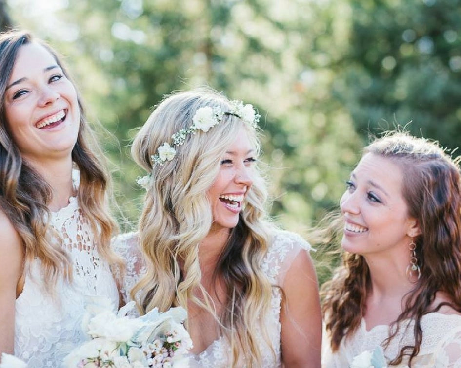 Sara Janks wedding dress with bridesmaids