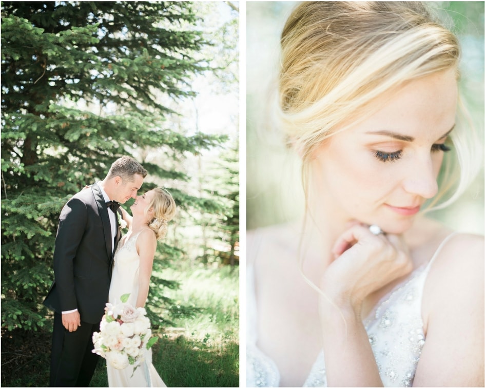 Colorado mountain wedding with bride and groom 