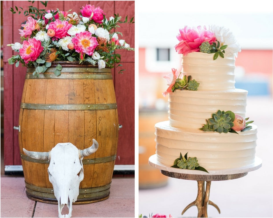 wedding flowers and wedding cake